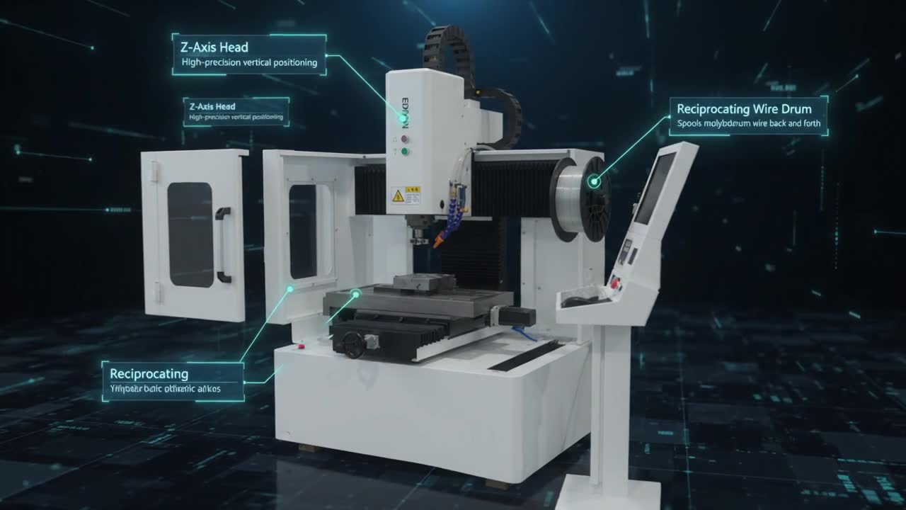 The EDMMax 434W opened up to show its main parts (AI-generated animation)