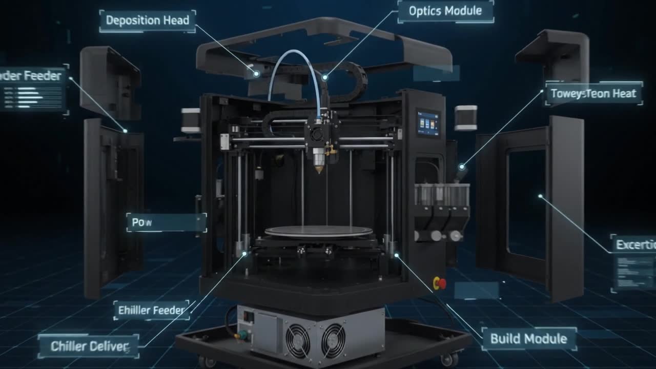The InssTek MX-Lab opened up to show its main parts (AI-generated animation)